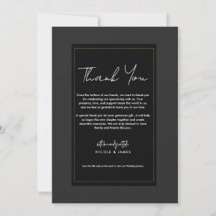 Invitation Remerciement de mariage moderne minimal noir gris