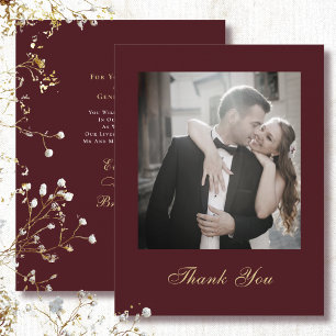Invitation Remerciement de mariage or blanc écriture rouge fo