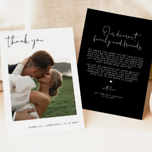 Invitation Remerciement de mariage photo moderne noir Edge