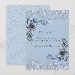 Invitation Remerciement de mariage poussiéreux bleu floral ar