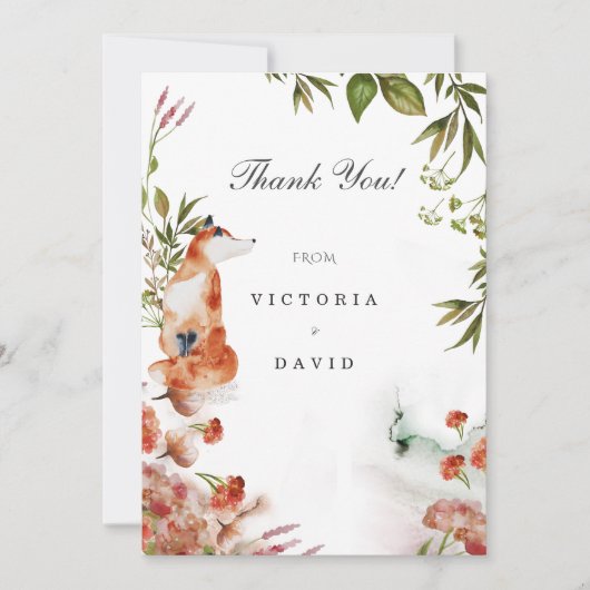 Invitation Remerciement de mariage Renard Loup Cerf Forêt Enc (Devant)