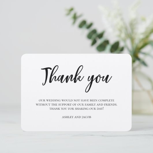 Invitation Remerciement de mariage rustique. Note de campagne (Debout devant)