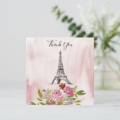 Invitation Remerciement de mariage Tour Eiffel aquarelle coul (Debout devant)