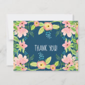 Invitation Remerciement Fille Moderne Simple Bohème Floral (Devant)