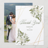 Invitation Remerciement floral de lys blanc | Ajoutez votre p (Devant / Derrière)