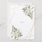 Invitation Remerciement floral Lily blanche | Ajoutez vos ini (Dos)