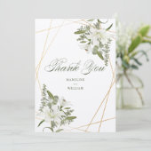 Invitation Remerciement floral Lily blanche | Ajoutez vos ini (Debout devant)