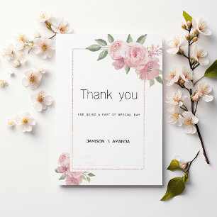 Invitation Remerciement floral pastel aquarelle rose botaniqu