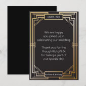 Invitation Remerciement Gatsby noir et or Art Déco (Devant / Derrière)