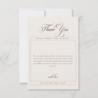 Invitation Remerciement photo simple calligraphie marron clas