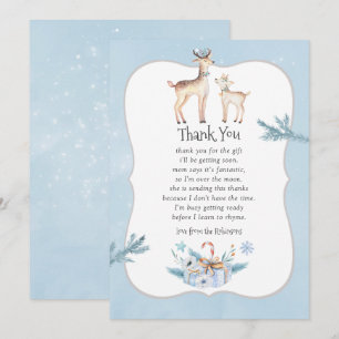 Invitation Remerciement pour Baby Shower de Noël à l'aquarell