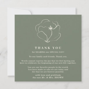 Invitation Remerciement simple et rustique de mariage vert sa