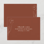 Invitation Remerciement simple floral botanique marron brûlé (Devant / Derrière)