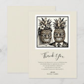 Invitation Remerciement Tiki Ananas Mariés Aloha (Devant / Derrière)