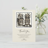 Invitation Remerciement Tiki Ananas Mariés Aloha (Debout devant)