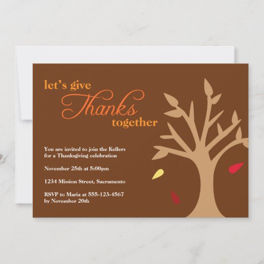 Invitation Remerciements à la chute de l'arbre feuille Thanks (Devant)