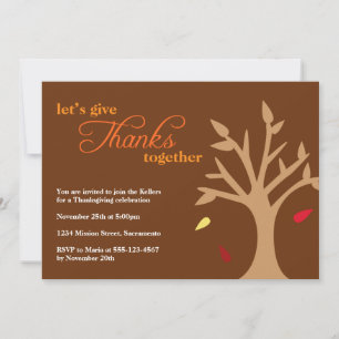 Invitation Remerciements à la chute de l'arbre feuille Thanks