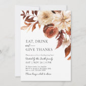 Invitation Remerciements Automne Florals Thanksgiving Dîner (Devant)