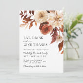 Invitation Remerciements Automne Florals Thanksgiving Dîner (Debout devant)