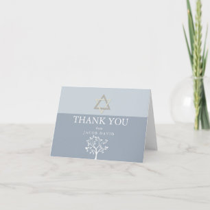 Invitation Remerciements   Bar Mitzvah Dusty Blue Tree of Lif