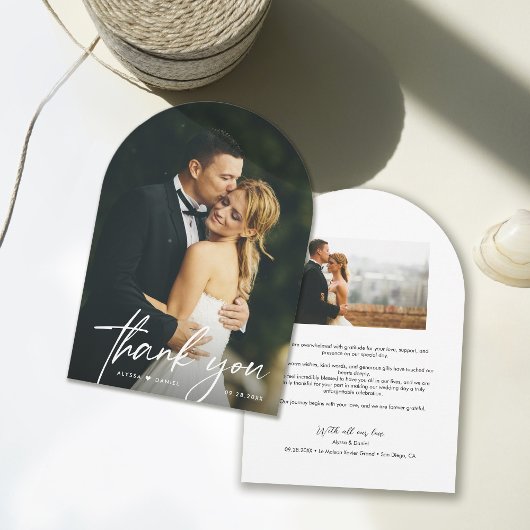 Invitation Remerciements de mariage Arche Bohème Photo Merci