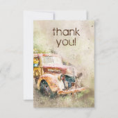 Invitation Remerciements de mariage avec un camion rustique v (Devant)