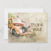 Invitation Remerciements de mariage avec un camion rustique v (Devant)