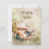Invitation Remerciements de mariage avec un vieux camion rust (Devant)
