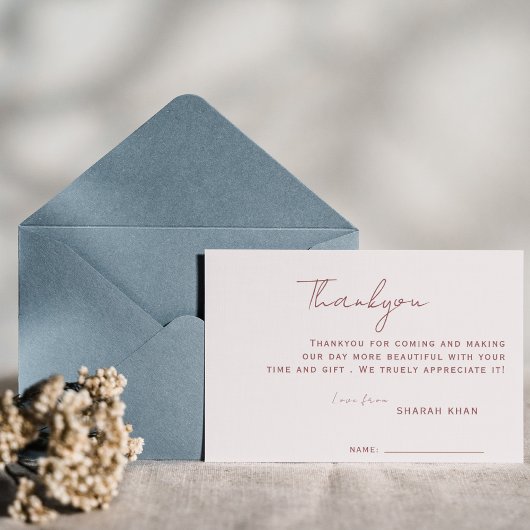 Invitation Remerciements de mariage élégant et minimaliste