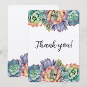 Invitation Remerciements de Succulente Colorée (Devant / Derrière)