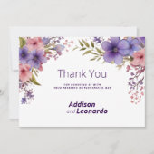 Invitation Remerciements floraux rose lavande printemps été (Devant)
