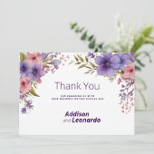 Invitation Remerciements floraux rose lavande printemps été (Debout devant)