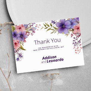 Invitation Remerciements floraux rose lavande printemps été