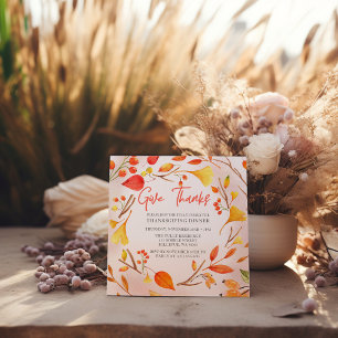 Invitation Remerciements Foliing Automne Thanksgiving Dîner