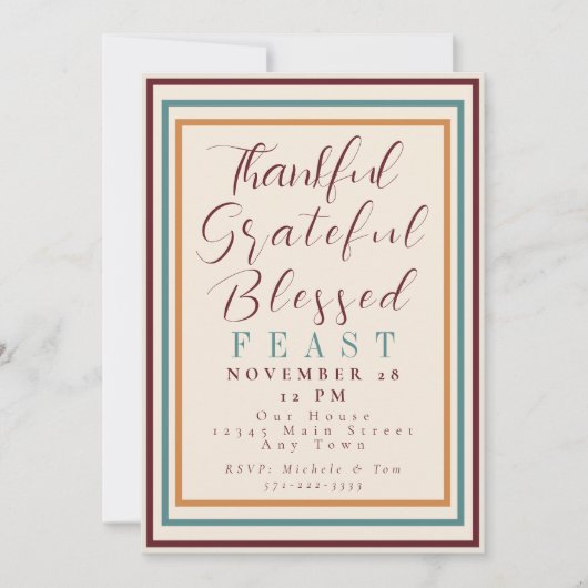 Invitation Remerciements Grande Bénédiction Thanksgiving Feas (Devant)