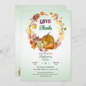 Invitation Remerciements Leaves Automne Wanksgiving Dîner (Devant / Derrière)