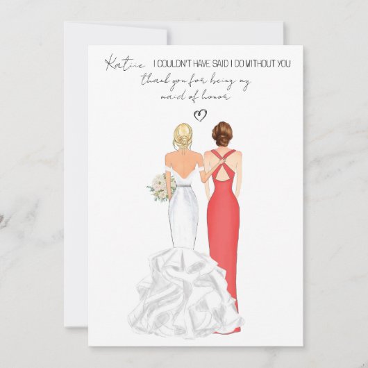 Invitation Remerciements personnels Merci d'avoir été ma témo (Devant)