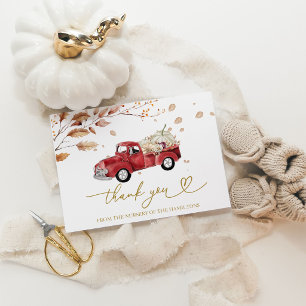 Invitation Remerciements pour Baby Shower Camion Rouge Citrou