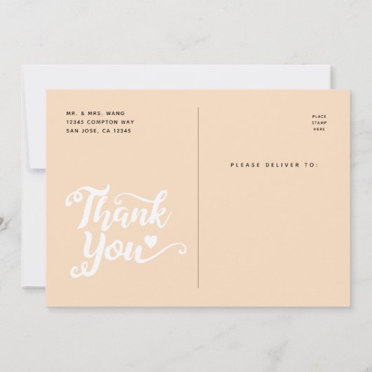 Invitation Remerciements pour mariage | Script manuscrit sur  (Dos)