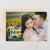 Invitation Remerciements pour mariage | Script manuscrit sur  (Devant / Derrière)