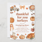 Invitation Remerciements pour vous Turkeys Fall Friendsgiving (Devant)