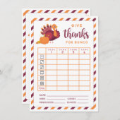 Invitation Remercier bunco novembre Thème d'action de grâces (Devant / Derrière)