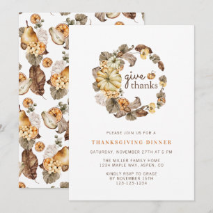 Invitation Remerciez Élégant Dîner de Thanksgiving Aquarelle