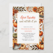 Invitation Remerciez et mangez à la tarte Thanksgiving Dîner (Devant)