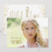 Invitation Remise de diplôme avec confettis dorés (Devant / Derrière)