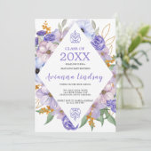 Invitation Remise de diplôme Fleurs Violettes Promotion 2024 (Debout devant)