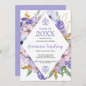 Invitation Remise de diplôme Fleurs Violettes Promotion 2024 (Devant / Derrière)