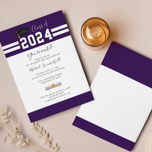 Invitation Remise des diplômes 2026 Violet Blanc Minimaliste 