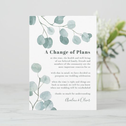 Invitation Remise Mariage en argent Dollar Eucalyptus (Debout devant)