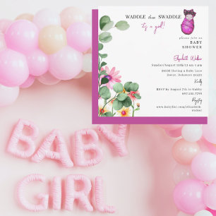Invitation Remonter puis Swaddle C'est un Baby shower rose fi